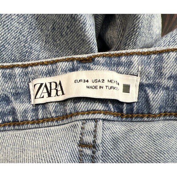 ZARA Women's Size 2 Light Blue Denim Distressed Raw Hem Jeans - Picture 12 of 16